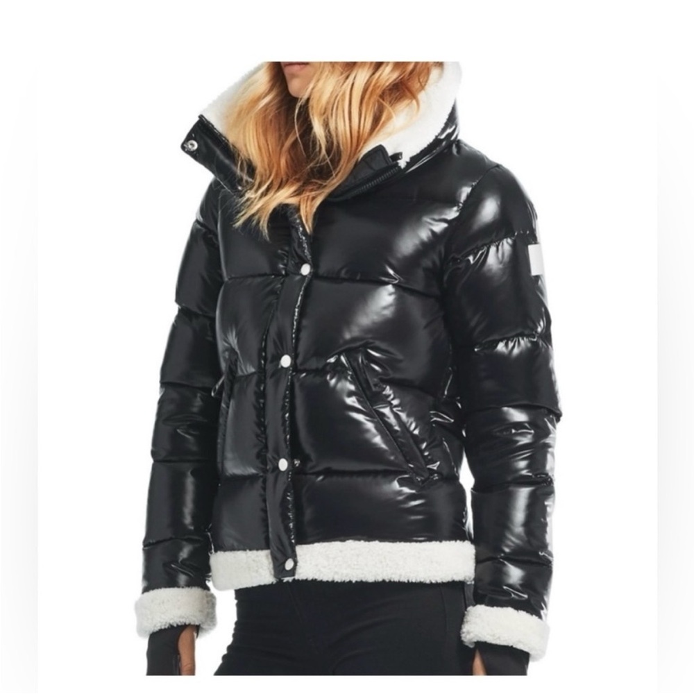 SAM. Black Puffer Jacket with White Sherpa Trim